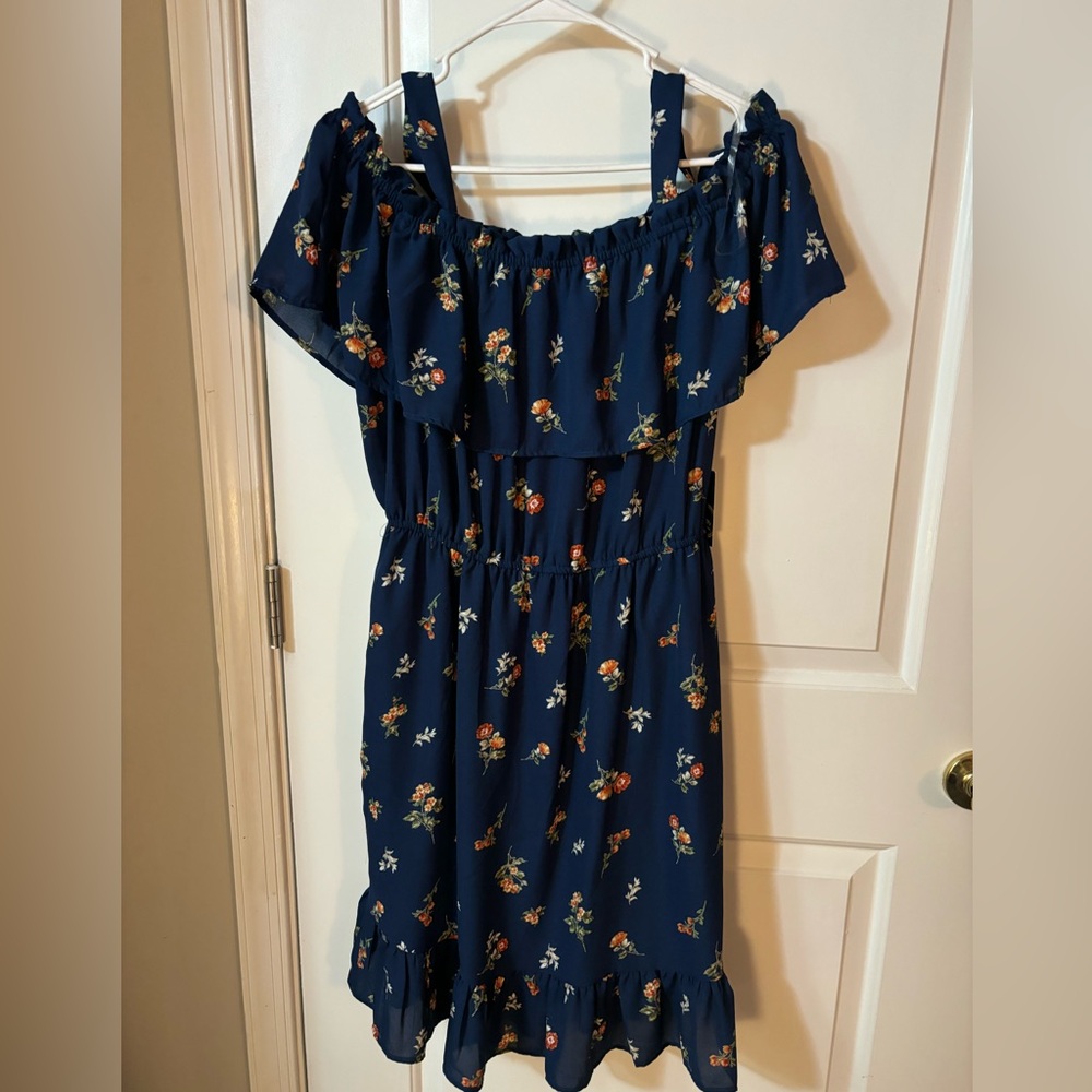 Navy blue floral dress